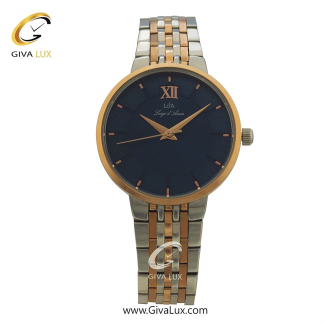 ساعت مچی اورجینال زنانه LdA | لوئیجی د آنا | Luigi d'Ana نقره ای-رزگلد | رزگلد-نقره ای| سرمه ای| کد رفرنس 2405